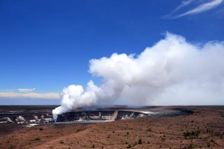 Sulfuric emissions from the Halemaumau crater in the Volcanoes National Park, Hawaii, USA.
