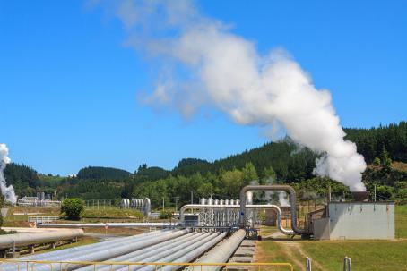 A pipeline supplying wet steam to the Wairakei geothermal power plant (New Zealand).