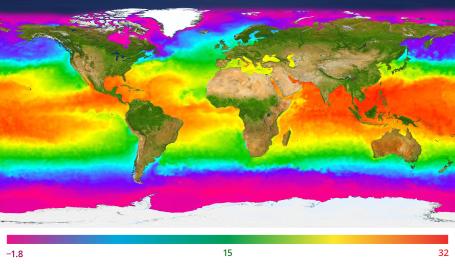 Map of ocean temperatures [°C].