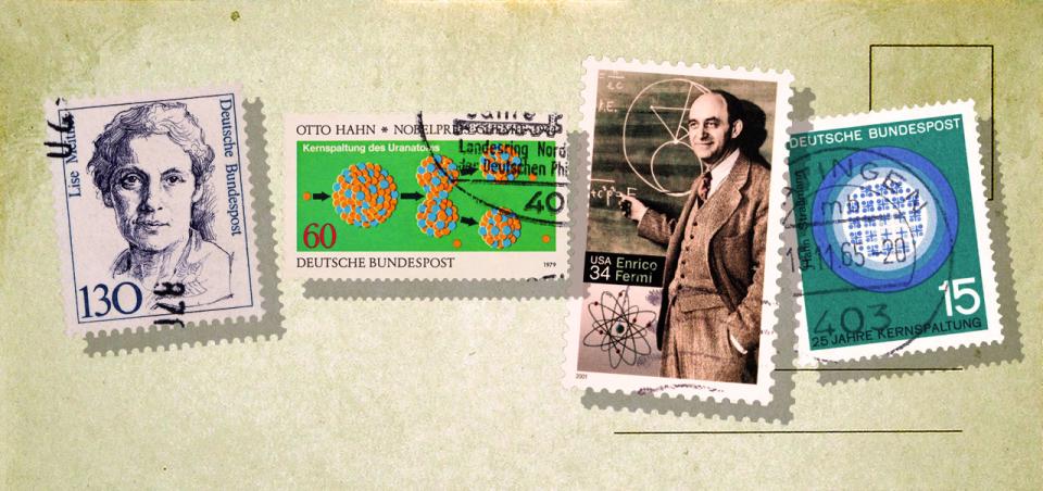 The discovery of nuclear fission was a crucial step towards the development of nuclear power. The scientists associated with the discovery and early research into nuclear fission are commemorated on German, Italian and American postage stamps. (Source: © Spatzenballet; laufer; Silvio / stock.adobe.com)