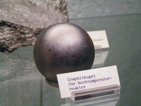 Graphite fuel pebble for a pebble-bed HTGR. (Source: Wikipedia.org)