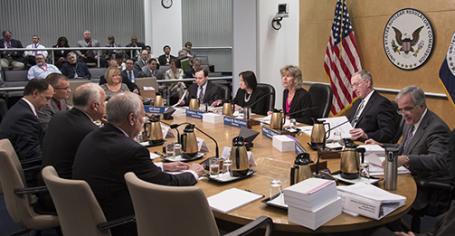 The NRC's five Commissioners met as a full Commission during a public meeting in Rockville, Maryland, to discuss regulatory issues related to small modular reactors. (Source: Wikipedia.org)