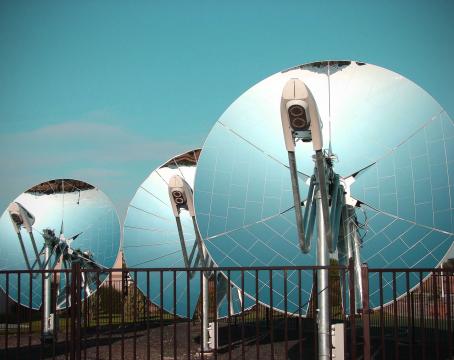 The high efficiency of parabolic dish collectors is partly offset by the fact that they require two-axis rotation to track the Sun.