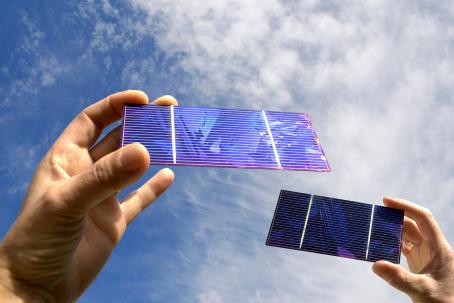 Polycrystalline solar cells ready to be used in solar panels.
