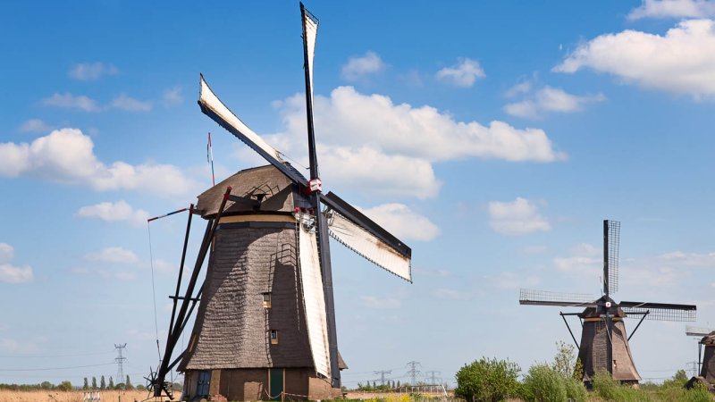 One of many operational Dutch windmills with its sails spread. (Source: © swisshippo / stock.adobe.com)