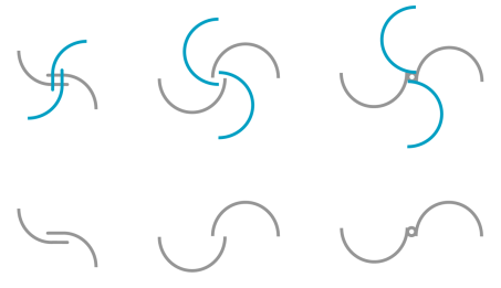 Different configurations of a Savonius turbine rotor.